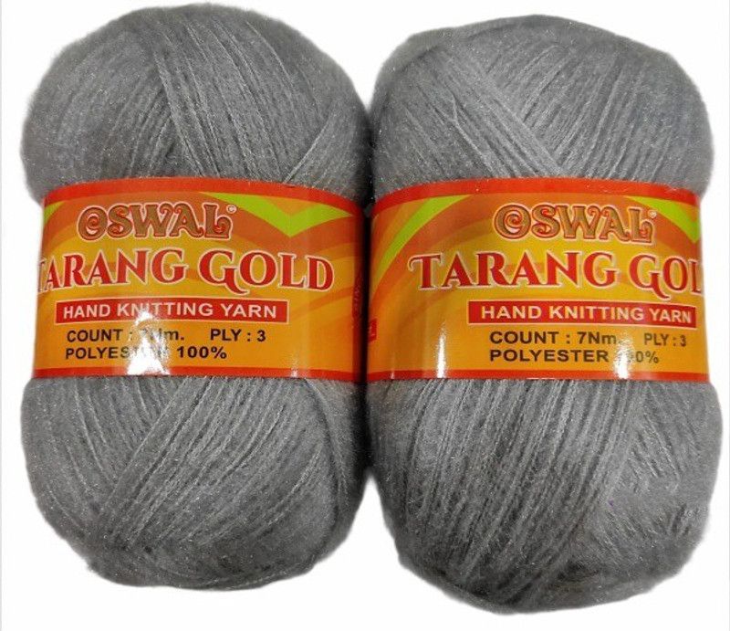 JEFFY Oswal Tarang Gold Knitting Wool Yarn, Soft Tarang Gold Feather Wool Ball Grey 400 gm Best Used with Knitting Needles, by Oswal Shade no-27