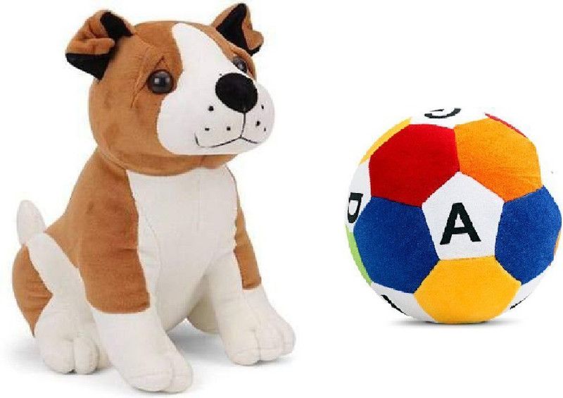 Tip 'n' Top Brown Cute Dog and Alphabet Ball - 28 cm  (Multicolor)