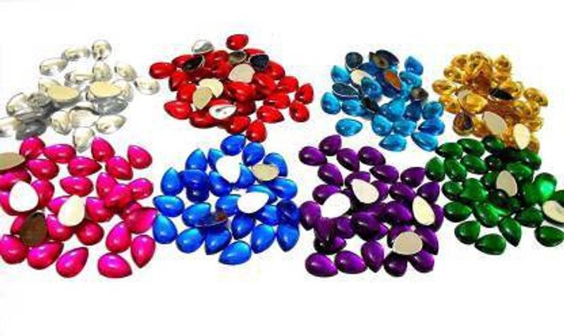 Crafto Stones/Kundans Drop Shape For Jewellery Making/Decorating. 8 Different Colours Each colour- 50 stones