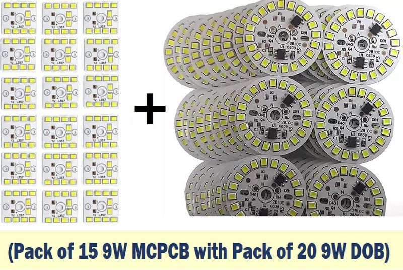 Rooprekha enterprises (PACK OF 15) 9w MCPCB With Pack of 20 DOB 220V AC Led Material Electronic Components Electronic Hobby Kit