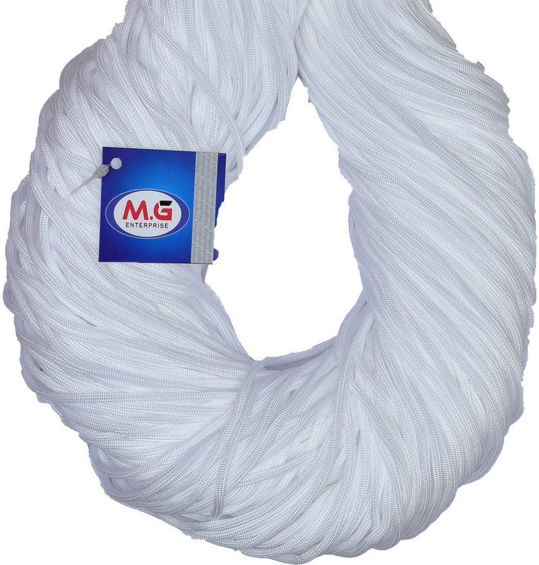 KNIT KING Macrame White Braided Cord Thread Nylon knot Rope sturdy cording, mildew resistant DIY 3 mm 100 m for Jewelry Making, Bags & art craft
