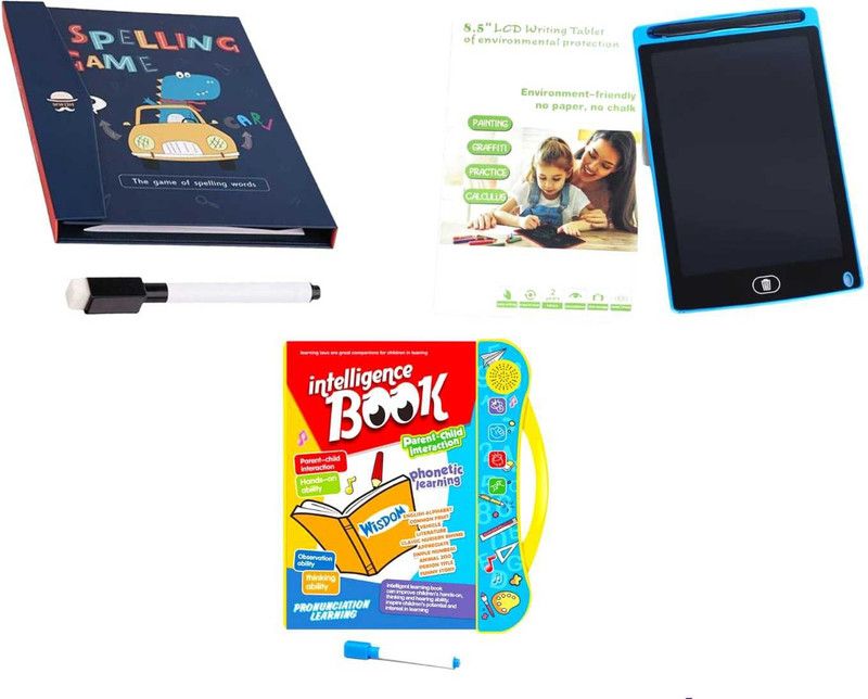 KAWASONY MUSICAL BOOK + MAGNET BOOK +LCD TABLET TOY COMBO PACK OF 3  (Multicolor)