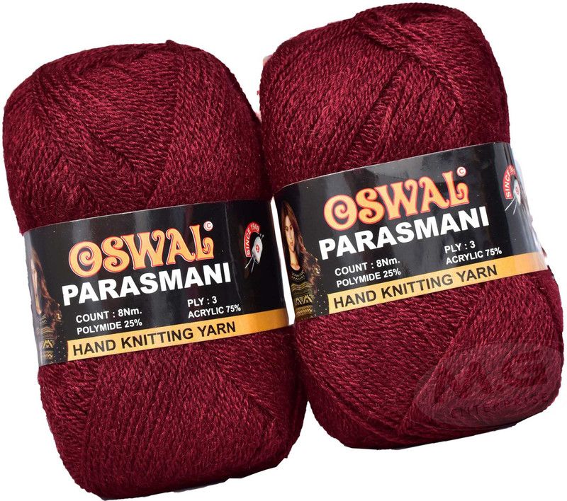 KNIT KING Represents Oswal 3 Ply Knitting Yarn Wool, Mehroon 500 gm Art-EHI
