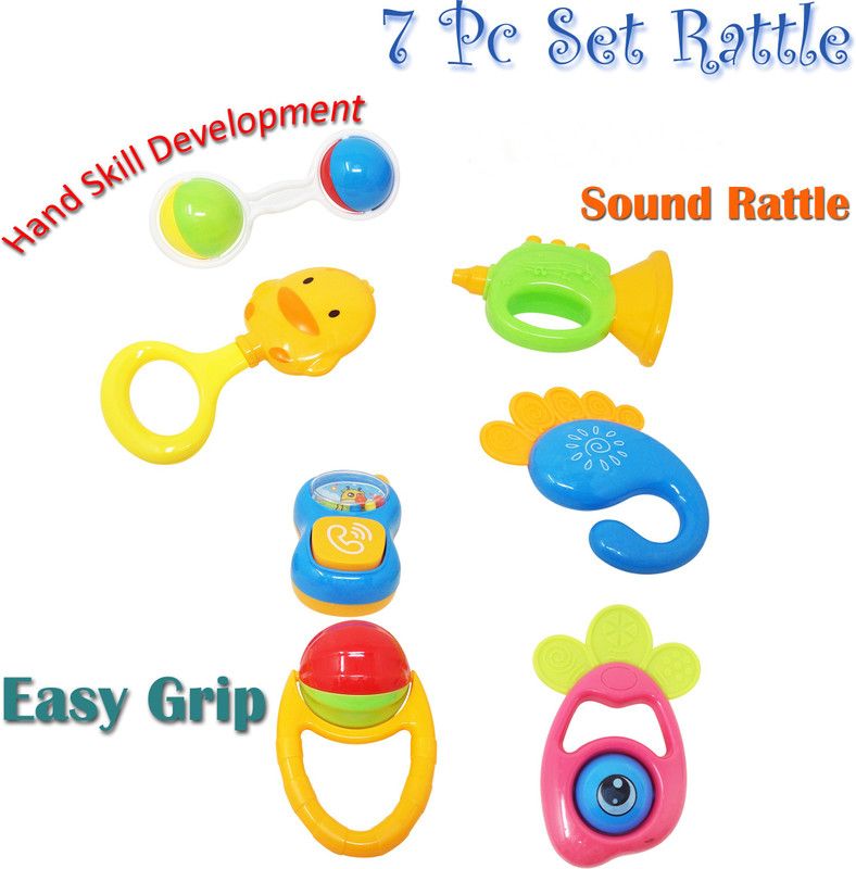 Parteet Multi Colour Plastic Baby Rattle for Infants Non-Toxic with Mild Sound Rattle  (Multicolor)