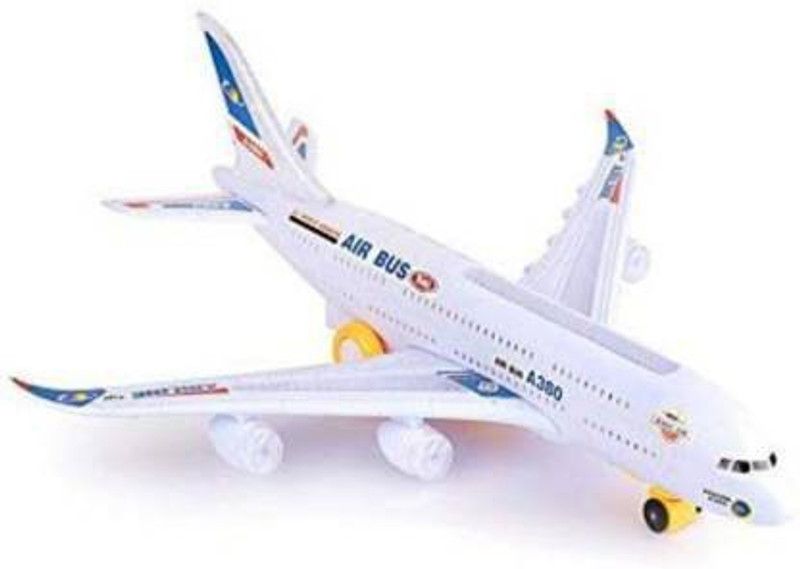 SALEOFF Bump and Go Electric Airplane A380 Kids Action Toy - Big Model Airbus with Flashing 3D Lights and Realistic Aircraft Jet Engine Sounds  (Multicolor)
