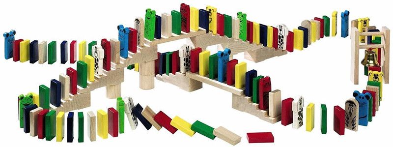 Skywalk Wooden 10 Colours Dominos Game Set (Multicolour) - Pack of 200 (200 Pcs)  (Multicolor)