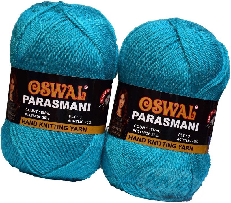 KNIT KING Represents Oswal 3 Ply Knitting Yarn Wool, Light Teal Blue 400 gm Art-EIB