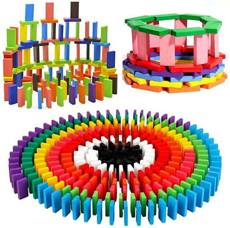 PRIYVI C Wooden Dominos Block Set for Kids, Educational Puzzle Play Game Toy (120 Piece)  (Multicolor)