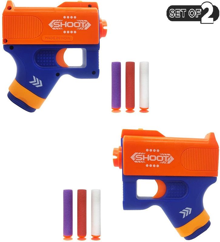 Archana Novelty Combo Toy Soft Bullet Gun with 6 Foam Bullets for 3+ Kids, Durable and Safe Design, Easy to Operate Playtime Guns for Shooting Imaginary Targets, light weight toy gun (Set of 2) Guns & Darts  (Blue, Orange)