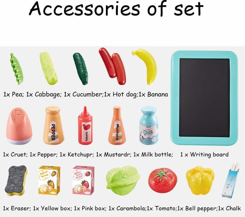 ASHOOJATEX 42 PCS Kitchen Set with Music,Real Water Tap Sink, Steam, Sound for Children