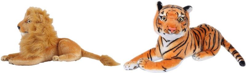 Kraftix Combo Of Lion (40 cm) & Tiger (40 cm) Stuffed Plush Soft Toy KSTLION40TIGER40 - 40.02 cm  (Multicolor)