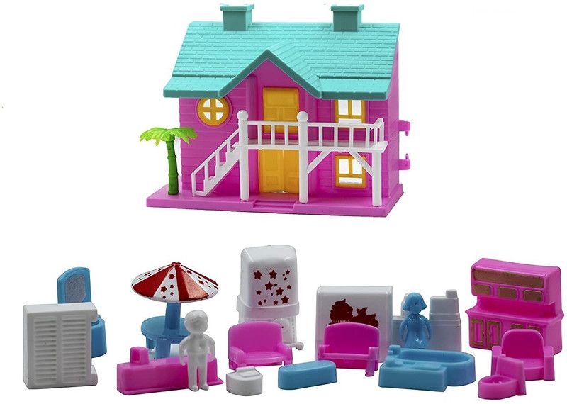 Just97 Funny House Play Set-Doll House Set House_119  (Pink)