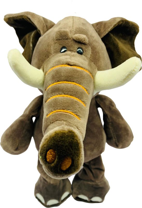 Kraftix Brown Standing Elephant Stuffed Plush Soft Toy Doll Teddy Bear Animal For Girls Boys Kids Baby Car Birthday Home Decoration Cute Lovely Premium Quality KST060535 - 35 cm  (Brown Standing Elephant)