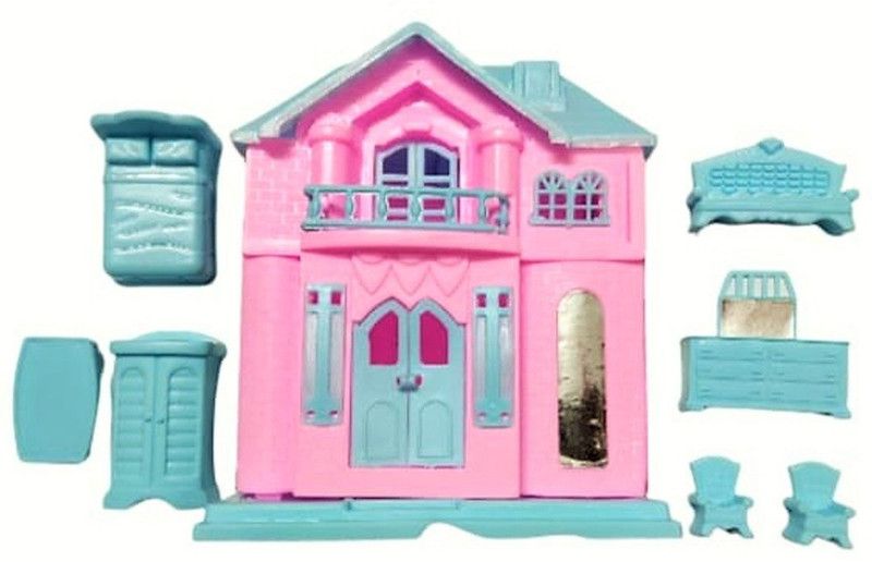 LIFE STYLE SECTION CUTE DOLL HOUSE PRETEND PLAY SET WITH FURNITURE SET  (Multicolor)