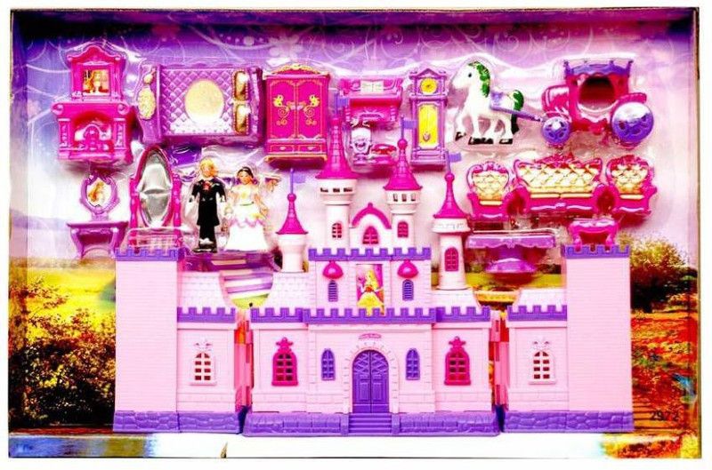 Vasoya Enterprise Battery Operated My Dream Beauty Castle Play Set Music and Beautiful Lights, Barbie House, Doll House (Multicolor)  (Multicolor)