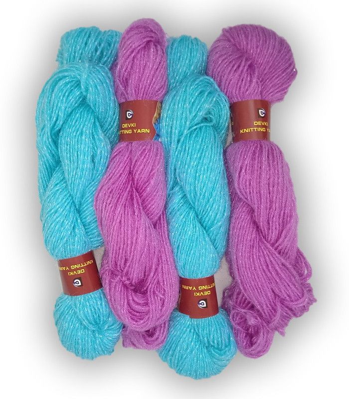 devki knitting yarn CHAMCHAM SHINY KNITTING YARN ( yarn weight-200gm) ARCTIC BLUE AND LAVENDER MIX