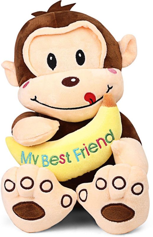 My Baby Excels Cute Monkey Plush with Banana 27 cm - 27 cm  (Multicolor)