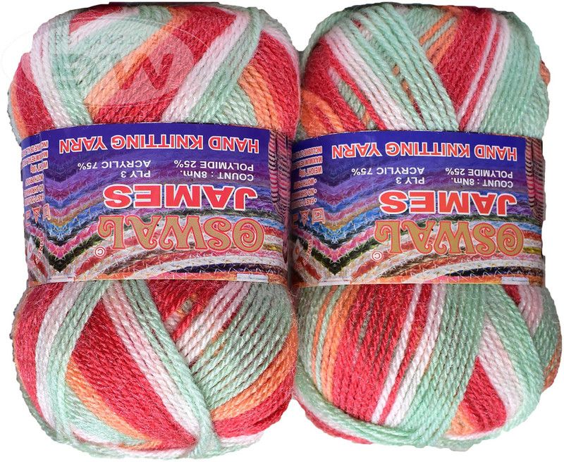 Simi Enterprise Oswal James Knitting Yarn Wool, Apple mix Ball 300 gm Best Used with Knitting Needles, Crochet Needles Wool Yarn for Knitting. By Oswa SM-J