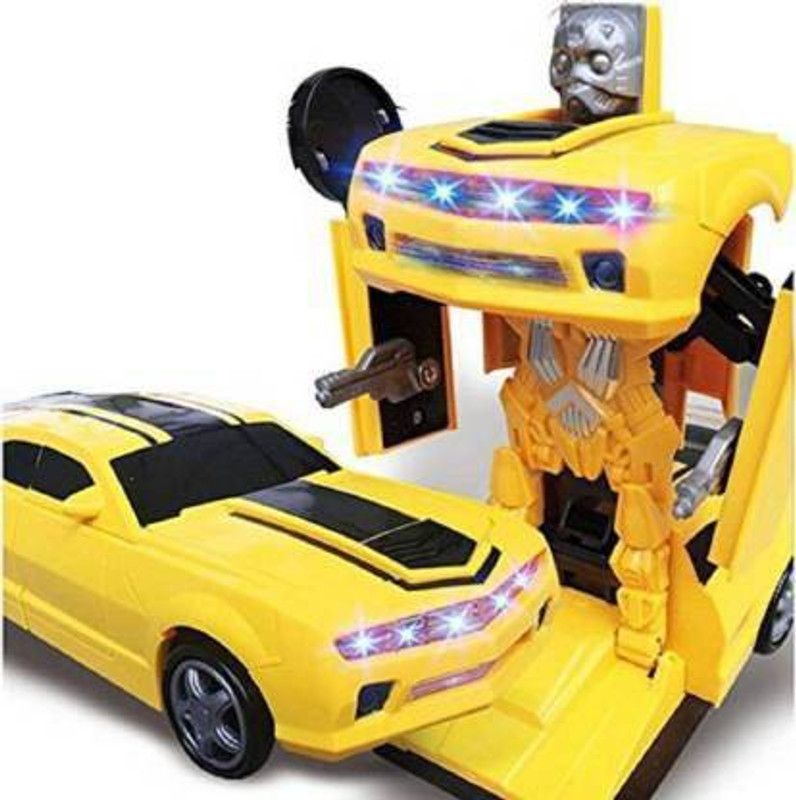 migwow Robot Transformer Converting Into Car For Kids (Yellow)  (Multicolor)