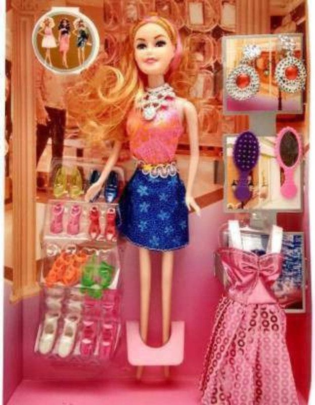 Just97 Sweet Happy Girl With Doll Dresses Set For Kids (Multicolor)  (Multicolor)