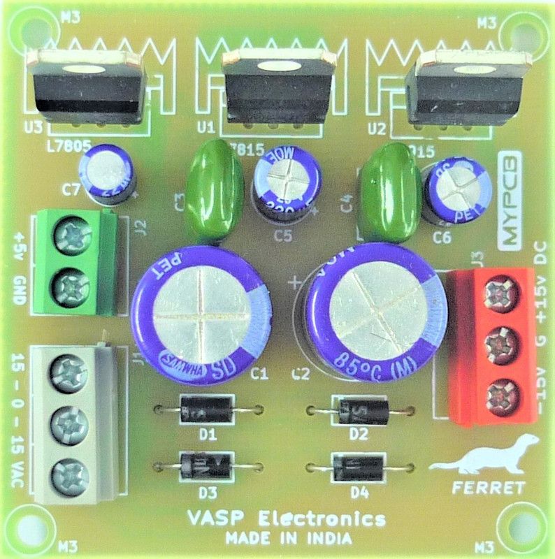 VASP Electronics Ultra Compact Power Supply Board +5v +15v -15v DC outputs Electronic Components Electronic Hobby Kit