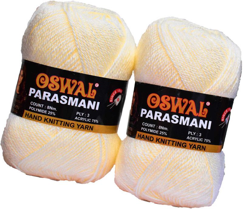 KNIT KING Represents Oswal 3 Ply Knitting Yarn Wool, Cream 400 gm Art-EFI