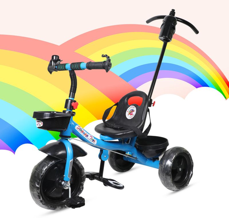 DIYANK DY LIGHT BLUE HANDLE FRONT AND BACK BASKET FOR CHILDREN-01 Tricycle  (Blue)