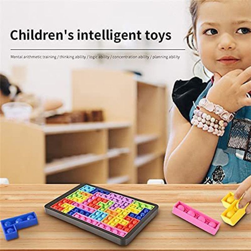 sunvadiya Push Pop Bubble Fidget Puzzle Toy, 24 Pieces Multi Shapes Silicone Bubble Sensory Building Blocks, Educational Learning Puzzle and Intelligence Stress Relief Toys(building block) Educational Board Games Board Game