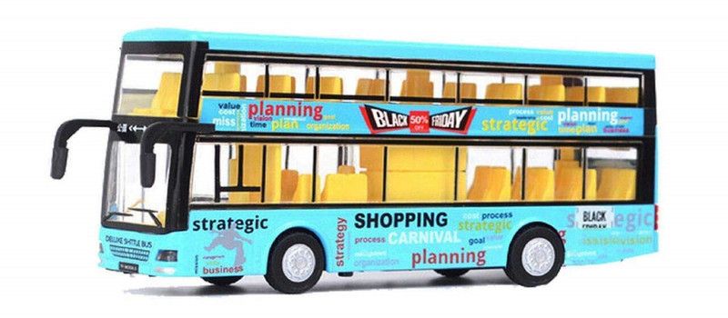 KTRS Double Decker Die cast Metal Body Door Opening Luxury Red Toy Bus with LED Light and Sound  (Blue)