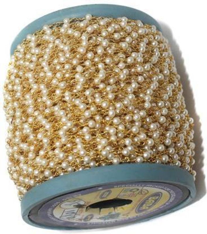 Crafto Glass Pearl Beads Chain for Jewellery Making 3 mm, Pack of 10 Mtrs