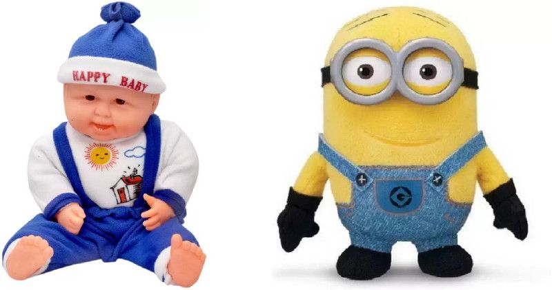 KANCHAN TOYS Laughing Baby & Minion Pack of 2 - 14 cm  (Yellow)