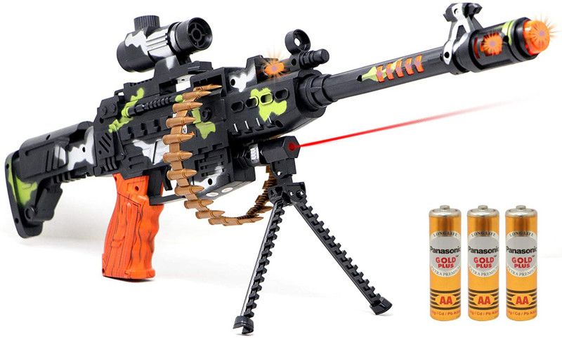 FIDDLERZ 25 musical army style toy gun for kids with music, lights and laser light -(battery included)-Multicolor Guns & Darts  (Multicolor)