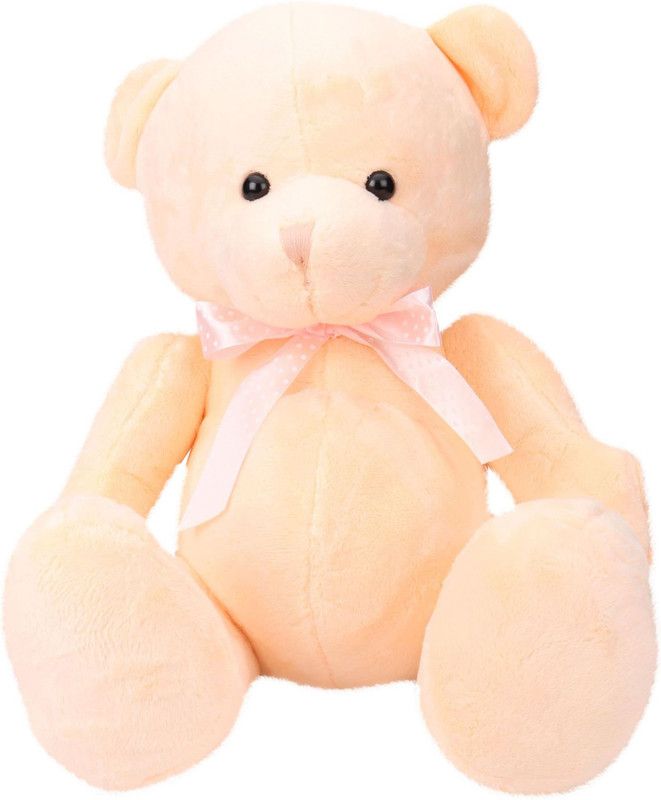 Starwalk Bear Plush With Polka Dotted Bow Light Orange Colour - 40 cm  (Orange)