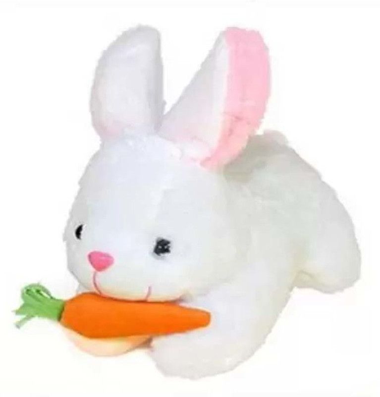 ATTRACTIVE white rabbit with carrate Kids/Girlfriend/boyfriend/birthday/valentines - 15 cm  (Multicolor)