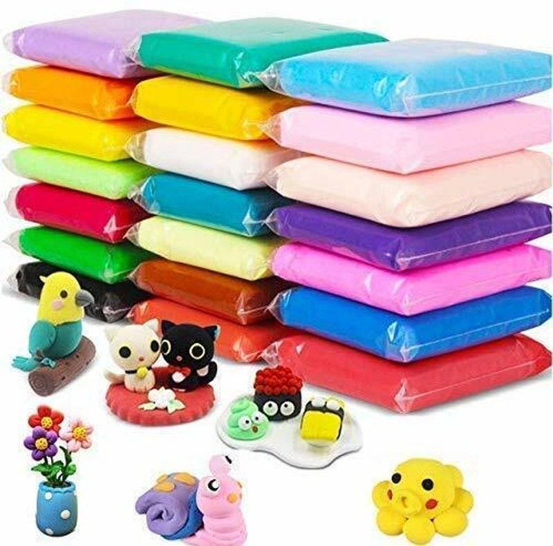 anjanaware DIY Colourful Non-Toxic Modeling Air Dry Clay 21 shades with Tools