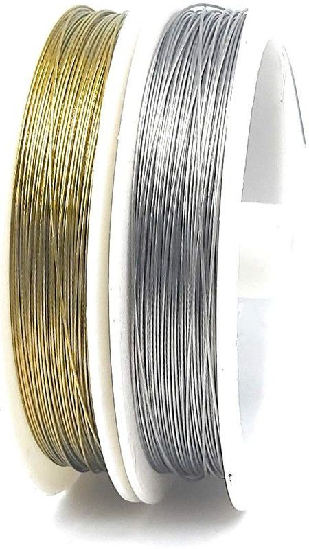 Crafto Gear Wire Combo Golden & Silver Colour for Jewelry Making, Beading & Other Craft & Art Projects Pack of 2 Rolls