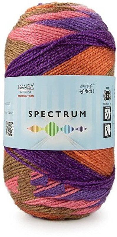 JEFFY Ganga Spectrum Soft Shaded Acrylic Yarn Hand Knitting Wool I Crochet Hook Needle Thread (600 gm/1ball 100 Gram Each) Shade no-814203