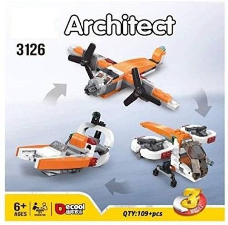 DhyeyCollection Architect Series 3 in 1 Educational Double Rotor Drone Blocks  (Multicolor)