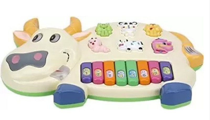 logic toys Cow Musical Piano with 3 Modes Animal Sounds  (Multicolor)