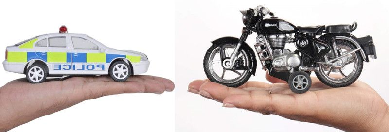SABIRAT Dashing Rugged Bike With UK Police Car, Pull Back Action, Trendy Bike Toy  (Multicolor, Pack of: 2)