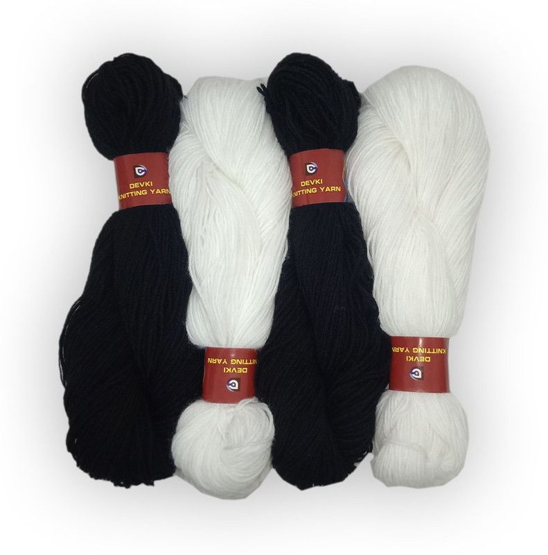 devki knitting yarn 100% ACRYLIC YARN. BLACK AND WHITE COLOR