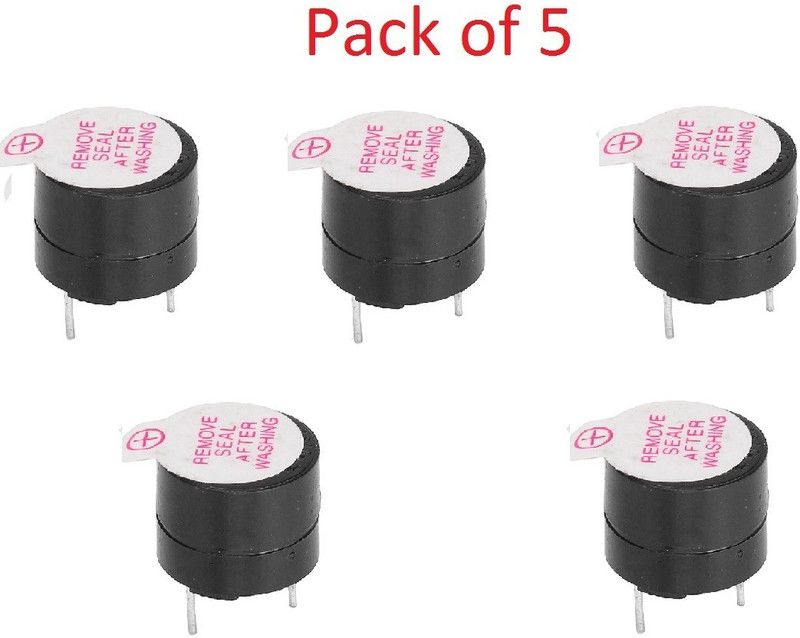 Robocity 5pc Pcs Pizzo Buzzer DC 5V with 12 mm Diameter 2 Terminals Electronic Components Electronic Hobby Kit