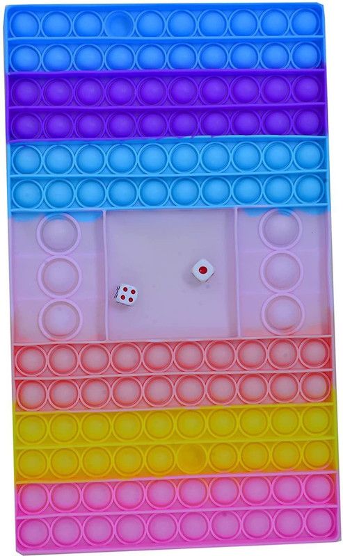 Hasper Tex Big Size Pop Fidget Toy with Dice, Rainbow Chess Board Push Bubble Family Multiplayer Game for Kids and Adults, Autism Special Needs Stress Relief Silicone Toys  (Multicolor)