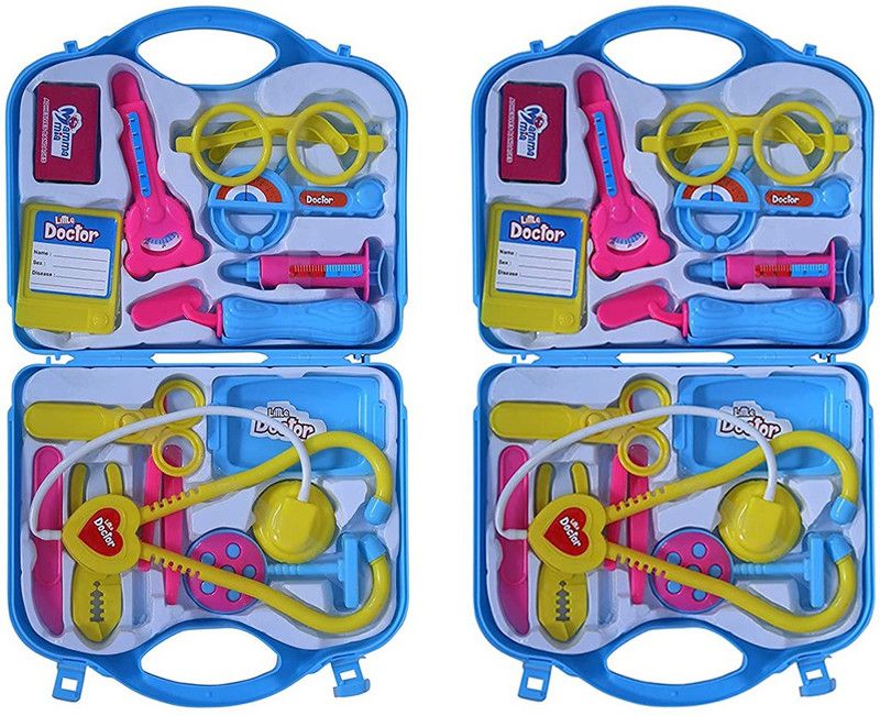 Sahebzaade Doctor Play Set with Blue Suitcase for Kids II Compact Medical Accessories Pretend Play Toy II Little Princess Blue Doctor Set Kit Pack of 2