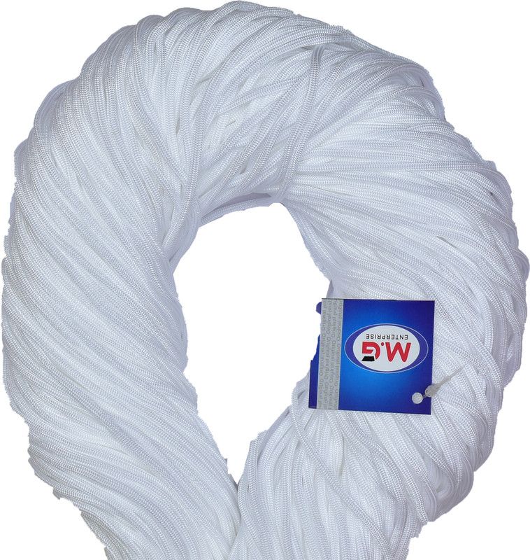 KNIT KING Macrame White Braided Cord Thread Nylon knot Rope sturdy cording, mildew resistant DIY 3 mm 75 m for Jewelry Making, Bags & art craft