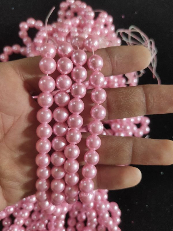 The Unique ® High Quality Moti / Beads Pink Light / Baby Pink Colour For Art & Craft, Jewellery Making, Decoration, Aari / Maggam Embroidery Work, Toran Making 8mm Pack Of 250pcs.