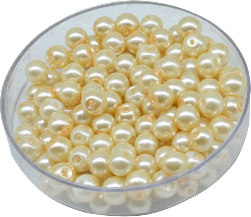 CRAFTLOVE Shell Pearl Glass Beads for Beading , Jewelry Making Pack of 400 Piece (6 mm)