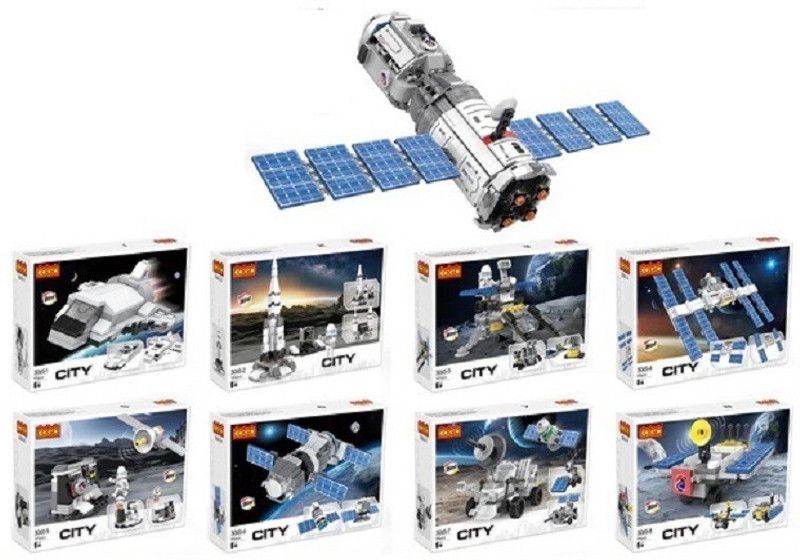 HALO NATION Mega Satellite Station - Combo of set of 8 Space Set - Satellite Building Block  (Multicolor)
