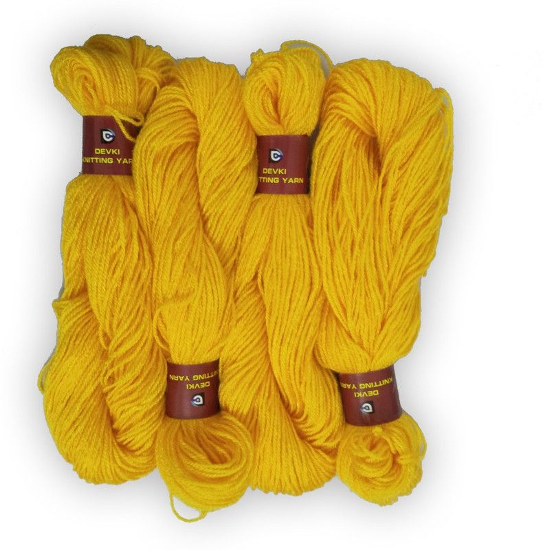 devki knitting yarn PACK OF 200 gm YARN . YELLOW COLOR .