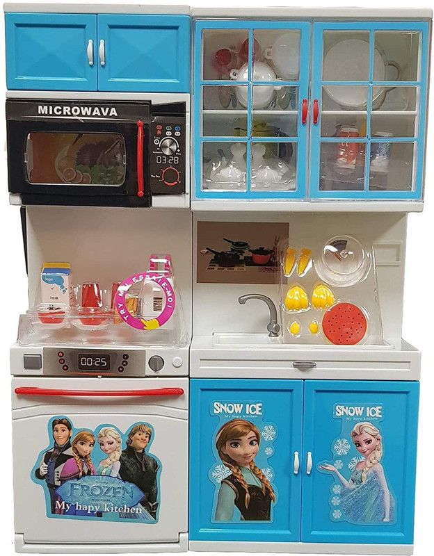 AAHANA ENTERPRISE Frozen Kitchen Battery Operated Play Set with Refrigerator for Baby Girls (Multicolour)